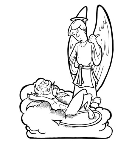 Angel And Devil Coloring Page